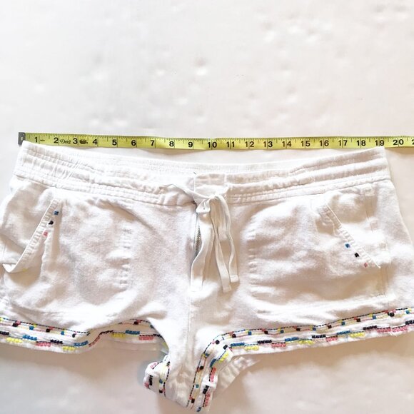 LOU & GREY White Linen Blend Stitching Detail Shorts Womens Large - Picture 10 of 10